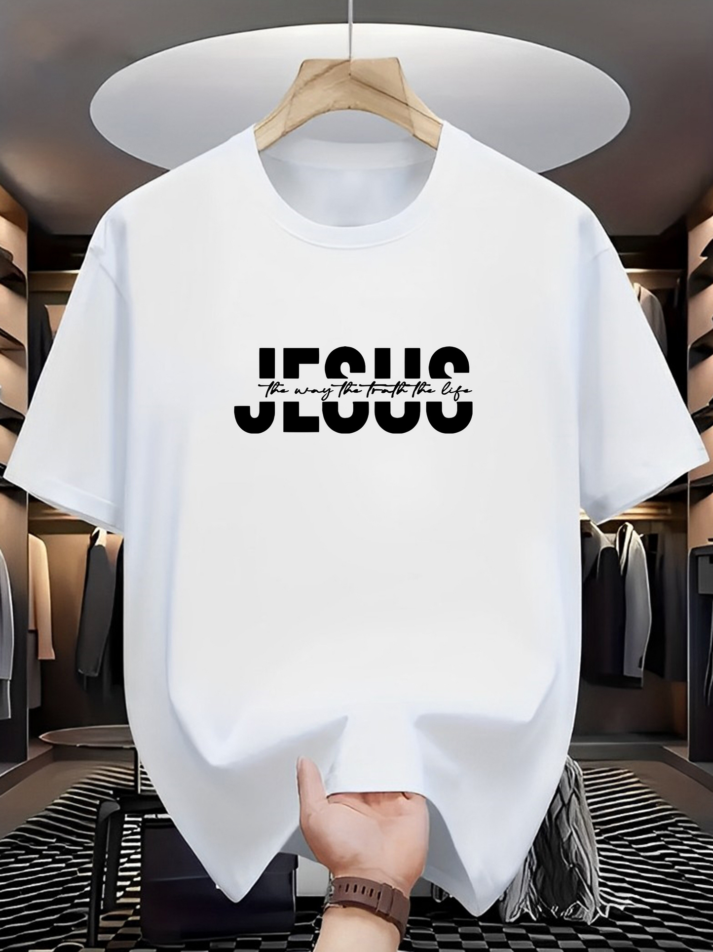 Men's Graphic T-Shirt Bold Black Letters With Modern Script Design Jesus