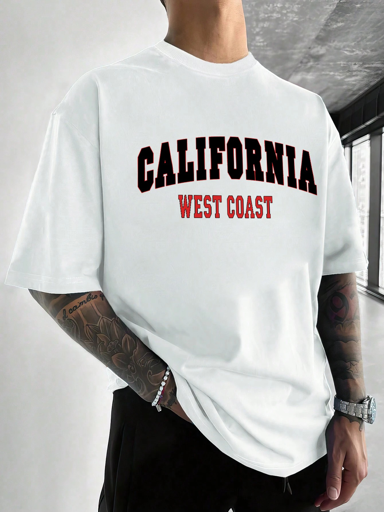 Men's Graphic T-Shirt California West Coast Bold Letters On Plain White T Shirt