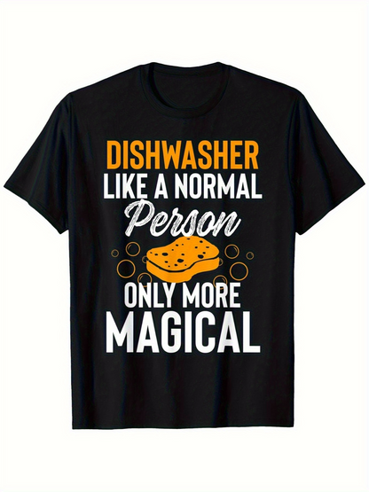 Men's Graphic T-Shirt Dishwasher More Magical Person With Sponge And Floating Bubbles