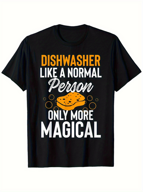 Men's Graphic T-Shirt Dishwasher More Magical Person With Sponge And Floating Bubbles