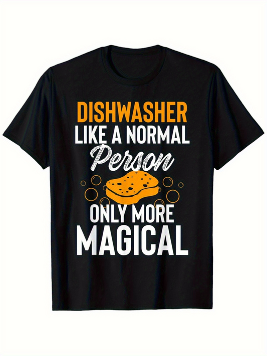 Men's Graphic T-Shirt Dishwasher More Magical Person With Sponge And Floating Bubbles