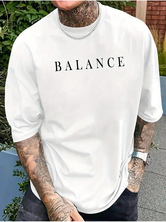 Men's Graphic T-Shirt Balance Minimalist Inspiration With Elegant Lettering Modern T Shirt
