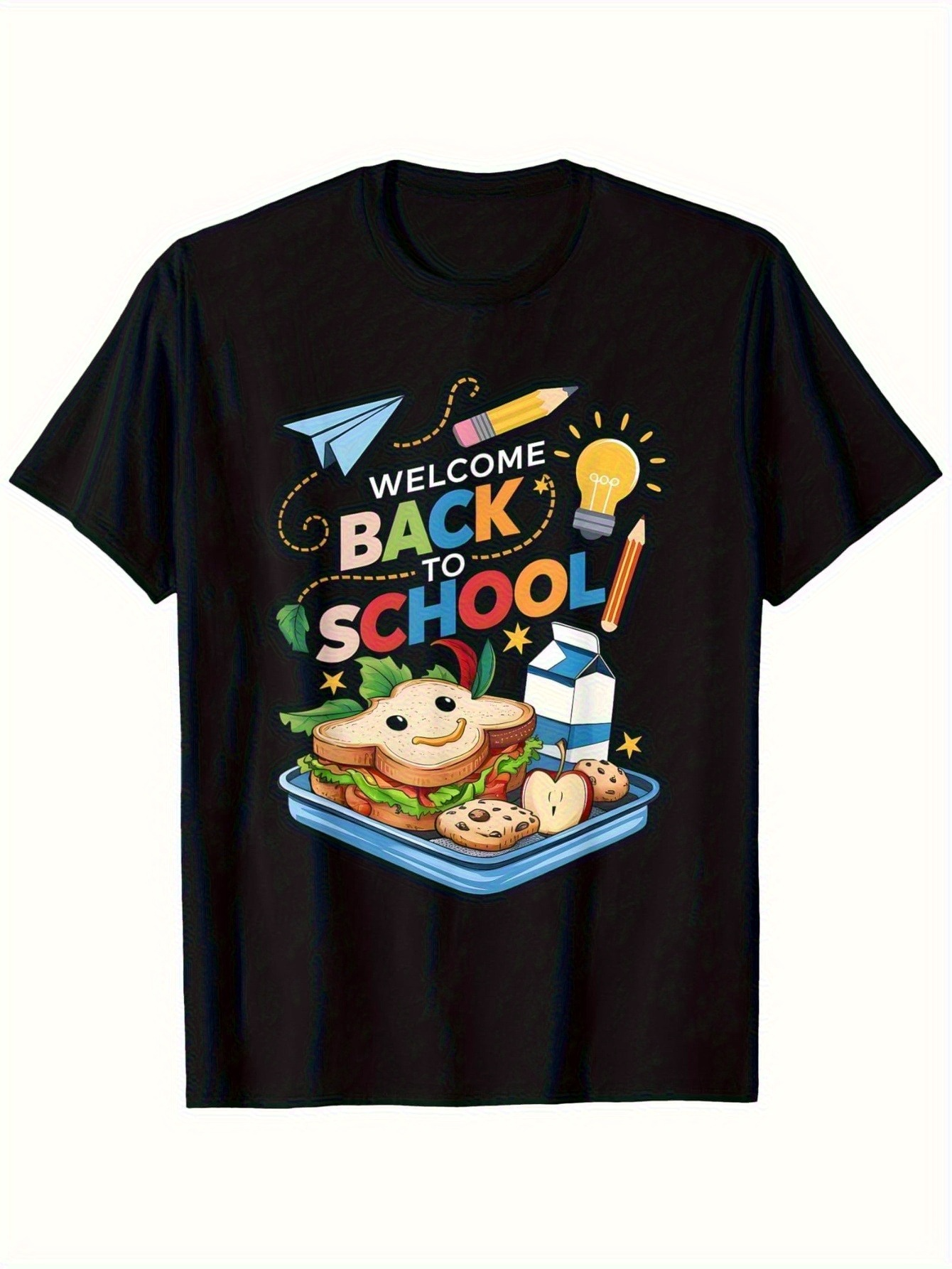 Men's Graphic T-Shirt Welcome Back To School Creative Lunch And Stationery Design