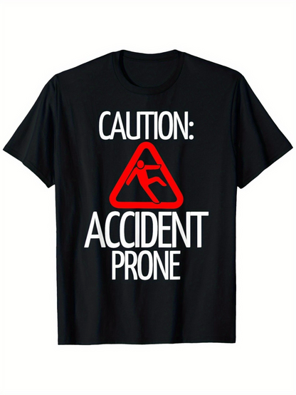 Men's Graphic T-Shirt Caution Accident Prone Warning Sign With Falling Person Icon T Shirt