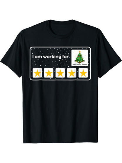 Men's Graphic T-Shirt I Am Working For Five Yellow Stars And Christmas Tree