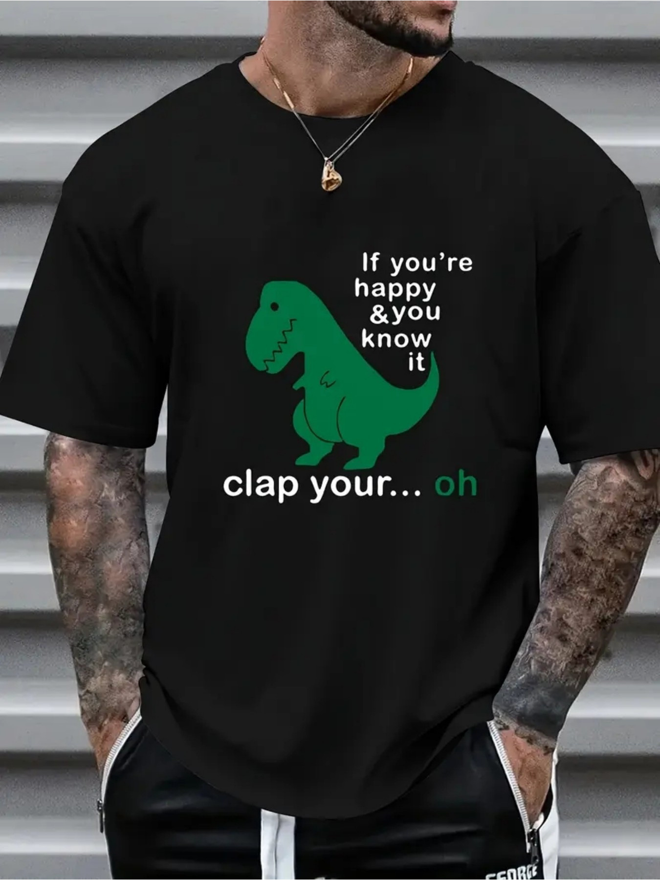 Men's Graphic T-Shirt If Youre Happy And You Know It Dinosaur Graphic Joke T Shirt