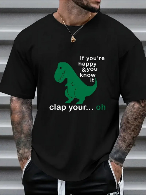 Men's Graphic T-Shirt If Youre Happy And You Know It Dinosaur Graphic Joke T Shirt