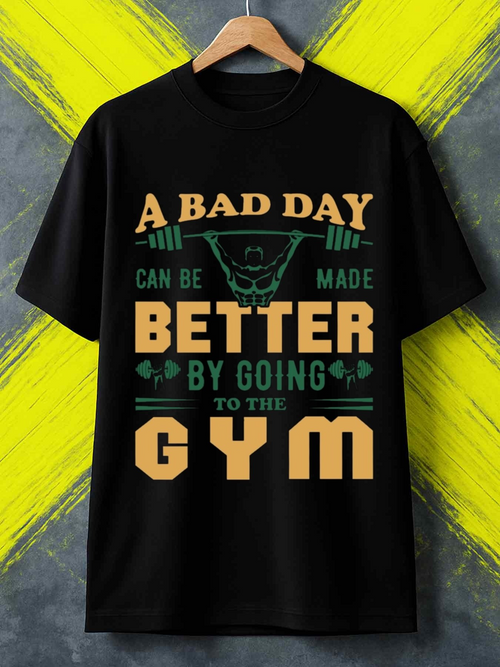 Men's Graphic T-Shirt A Bad Day Can Be Made Better By Going To The Gym With Workout Weights Motivational Fitness Gym
