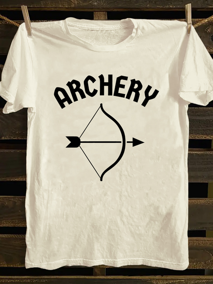Men's Graphic T-Shirt Archery Simple Line Art With Arrow Bow Design