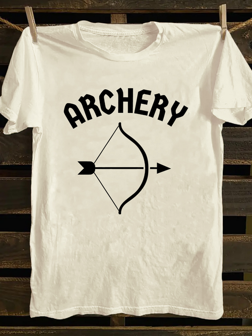 Men's Graphic T-Shirt Archery Simple Line Art With Arrow Bow Design