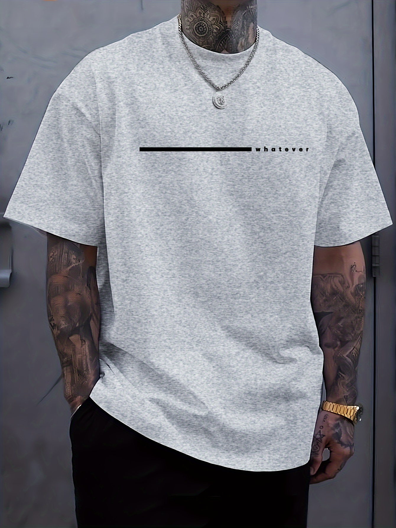 Men's Graphic T-Shirt Minimal Line Design With Tiny Lettering Across The Chest T Shirt