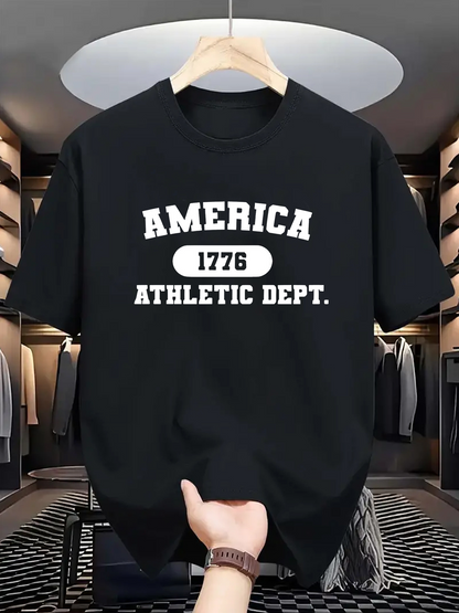 Men's Graphic T-Shirt America Athletic Dept 1776 Vintage College Sport Team Design T Shirt