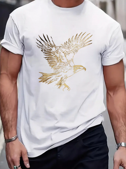 Men's Graphic T-Shirt Golden Feathers Spread Wide Over Open Skies Soaring Majestic Eagle