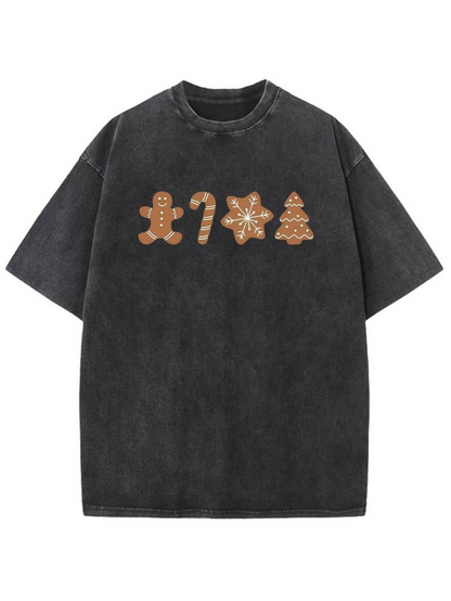 Men's Graphic T-Shirt Festive Holiday Cookies With Candy Cane Gingerbread Man Star And Tree