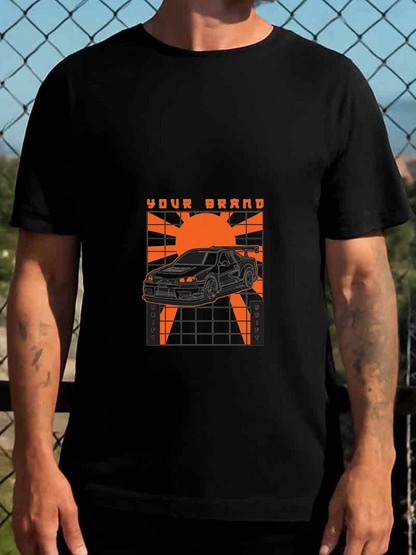 Men's Graphic T-Shirt Your Brand Sunset Grid Retro Sports Car