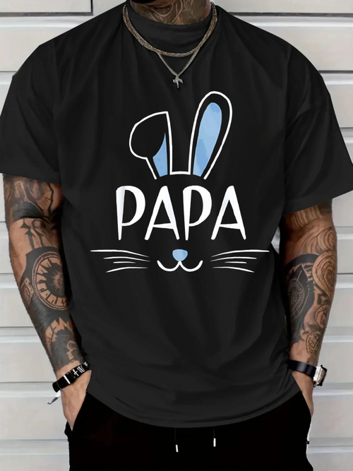 Men's Graphic T-Shirt Papa Blue Eared Bunny With Whiskers And Cute Nose