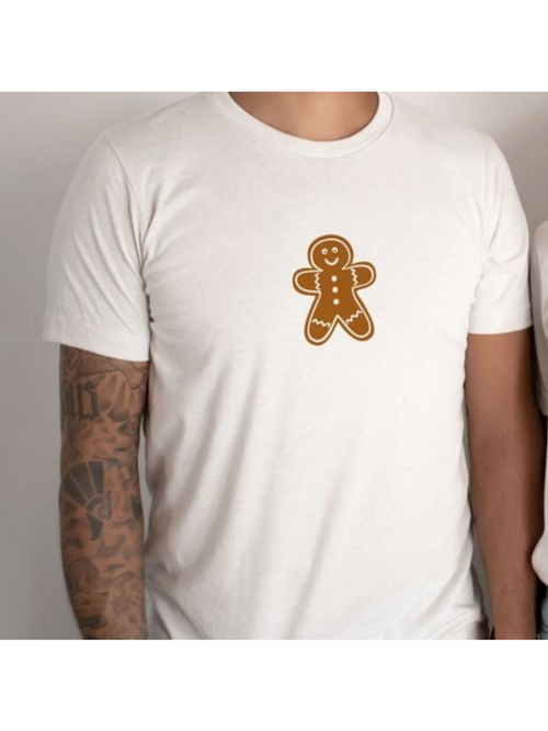 Men's Graphic T-Shirt Smiling Brown Cookie With White Icing Accents Gingerbread Man