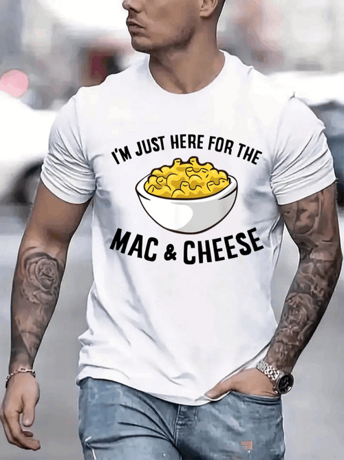 Men's Graphic T-Shirt Im Just Here For The Cheesy Bowl Of Yellow Macaroni And Cheese