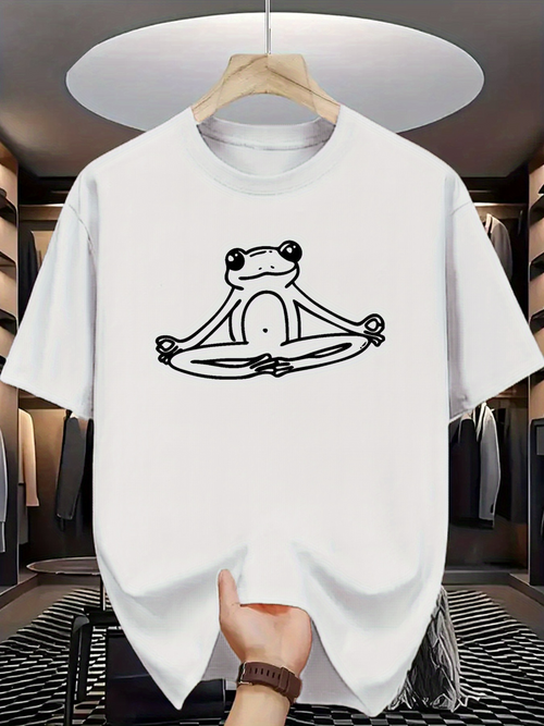 Men's Graphic T-Shirt Minimalist Sketch Of Peaceful Yoga Pose Frog