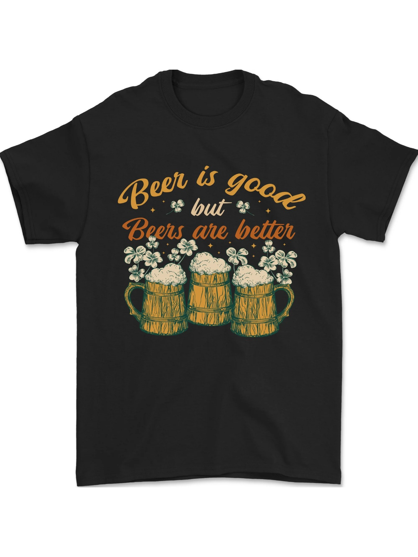 Men's Graphic T-Shirt Beer Is Good But Beers Are Better With Foamy Glasses Surrounded By Bubbles