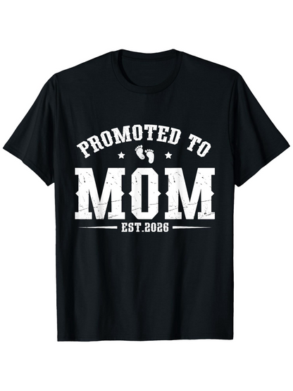 Men's Graphic T-Shirt Promoted To Mom Vintage Typography With Small Baby Footprint Graphic Mom