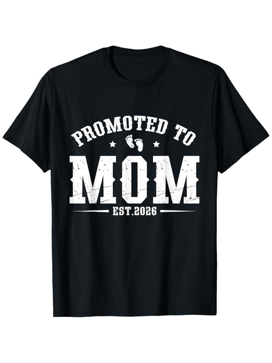 Men's Graphic T-Shirt Promoted To Mom Vintage Typography With Small Baby Footprint Graphic Mom
