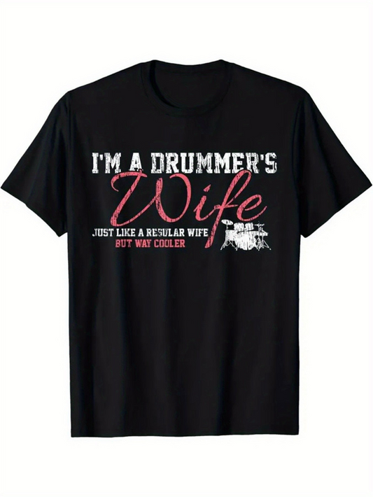 Men's Graphic T-Shirt Im A Drummers Wife With Classic Drum Set Illustration
