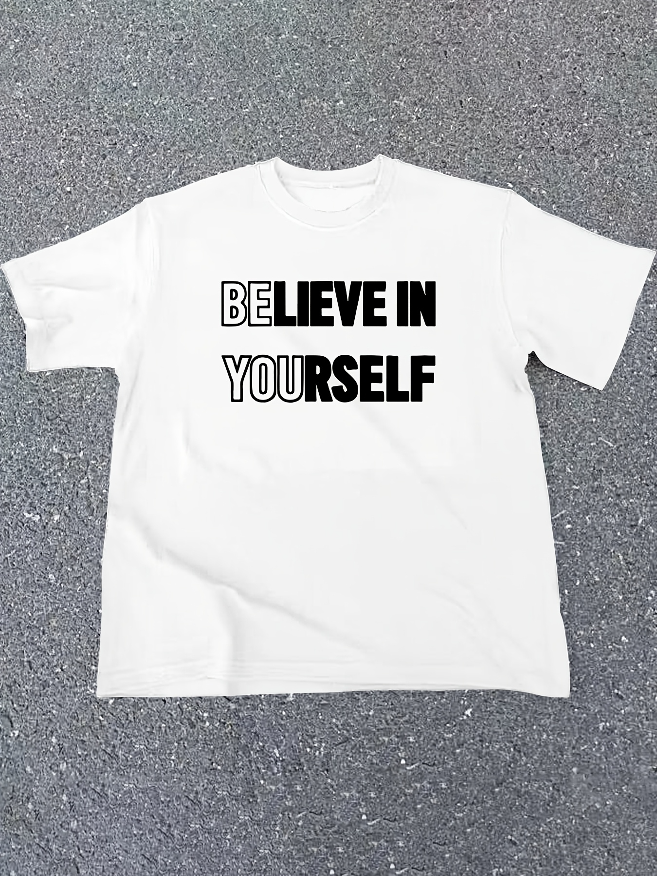 Men's Graphic T-Shirt Be Yourself Motivational Bold Words On Crisp White Fabric T Shirt