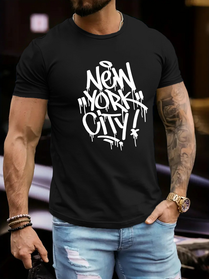 Men's Graphic T-Shirt New York City Urban Graffiti Inspired Street Style Lettering Shirt
