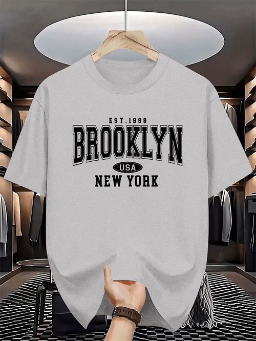 Men's Graphic T-Shirt Est 1898 Brooklyn Usa New York Simple Monochrome Bold Statement T Shirt