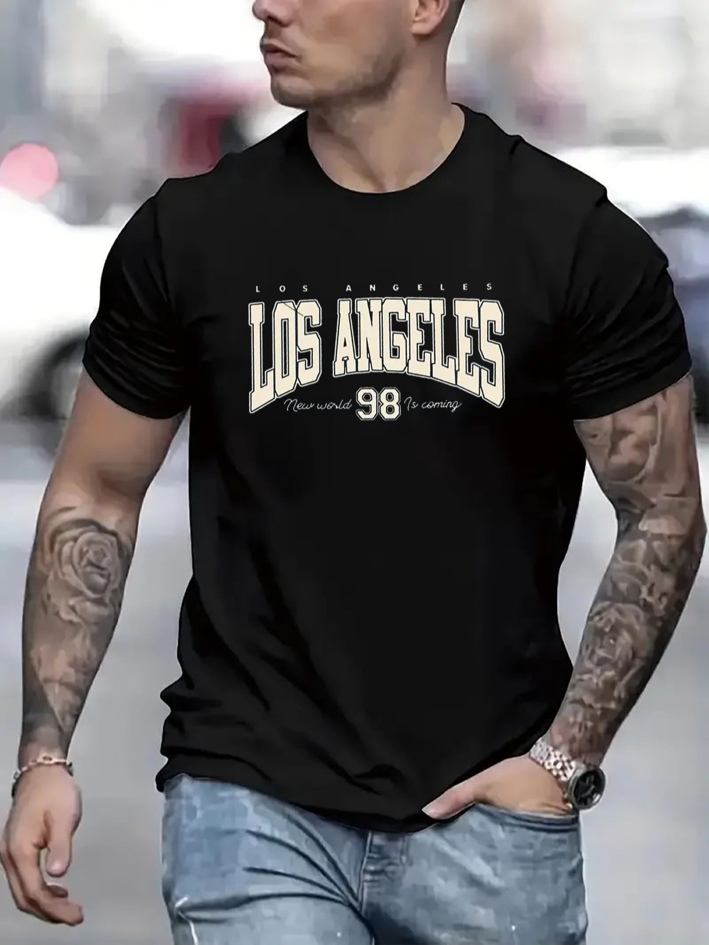 Men's Graphic T-Shirt Los Angeles Classic College Style Typography Shirt