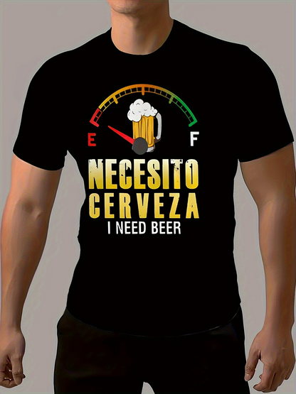 Men's Graphic T-Shirt Color Meter With Beer Mug Graphic Among Bold English Letters