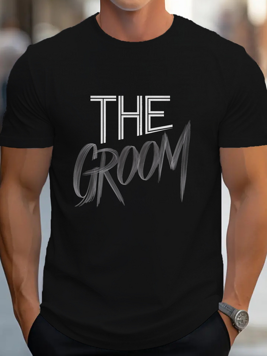 Men's Graphic T-Shirt The Groom Dynamic Handwritten Words With Modern Bold Lettering Shirt