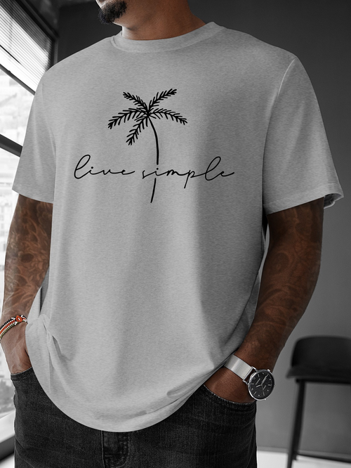 Men's Graphic T-Shirt Live Simple Gentle Island Palm Tree Under Soft Sunlight