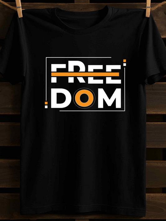 Men's Graphic T-Shirt Bold Graphic With Orange Accents Framing The Word Freedom T Shirt