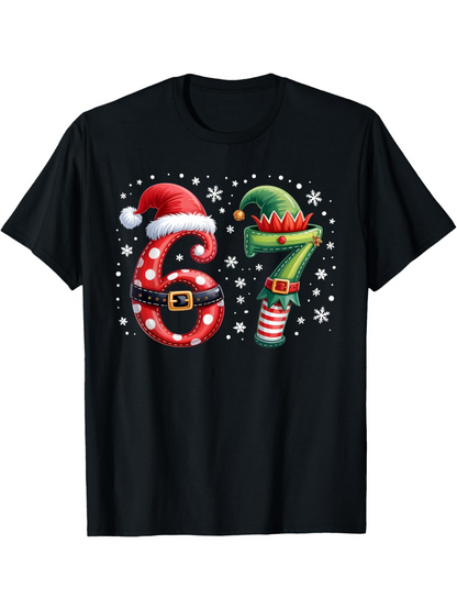 Men's Graphic T-Shirt Festive Holiday Patterns With Snowflakes Christmas Costume Numbers