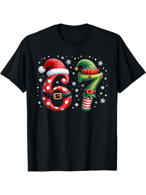 Men's Graphic T-Shirt Festive Holiday Patterns With Snowflakes Christmas Costume Numbers