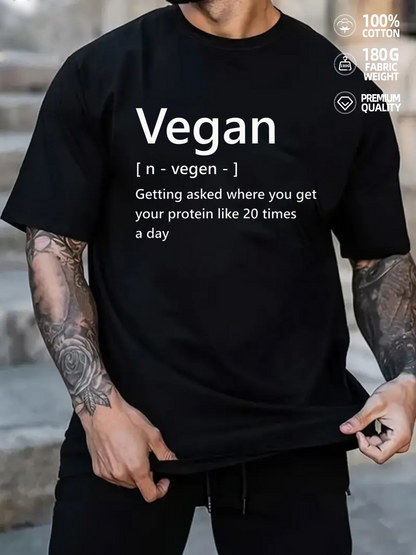 Men's Graphic T-Shirt Vegan White Definition Text With Playful Slogan On Black Fabric T Shirt