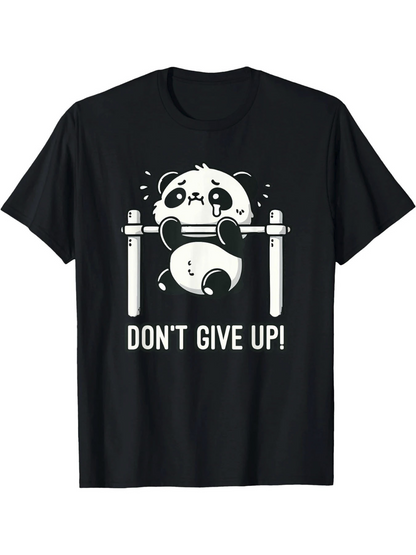 Men's Graphic T-Shirt Dont Give Up Cute Panda Hanging From Pull Up Bar
