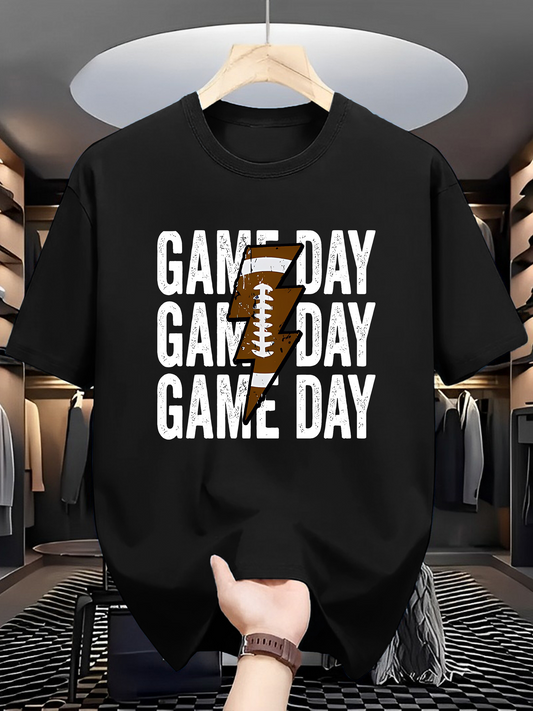 Men's Graphic T-Shirt Game Day Football With Lightning Bold Graphic Centerpiece