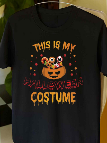 Men's Graphic T-Shirt This Is My Halloween Costume Jack O Lantern Candy And Eyeball Pumpkin