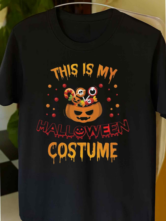 Men's Graphic T-Shirt This Is My Halloween Costume Jack O Lantern Candy And Eyeball Pumpkin