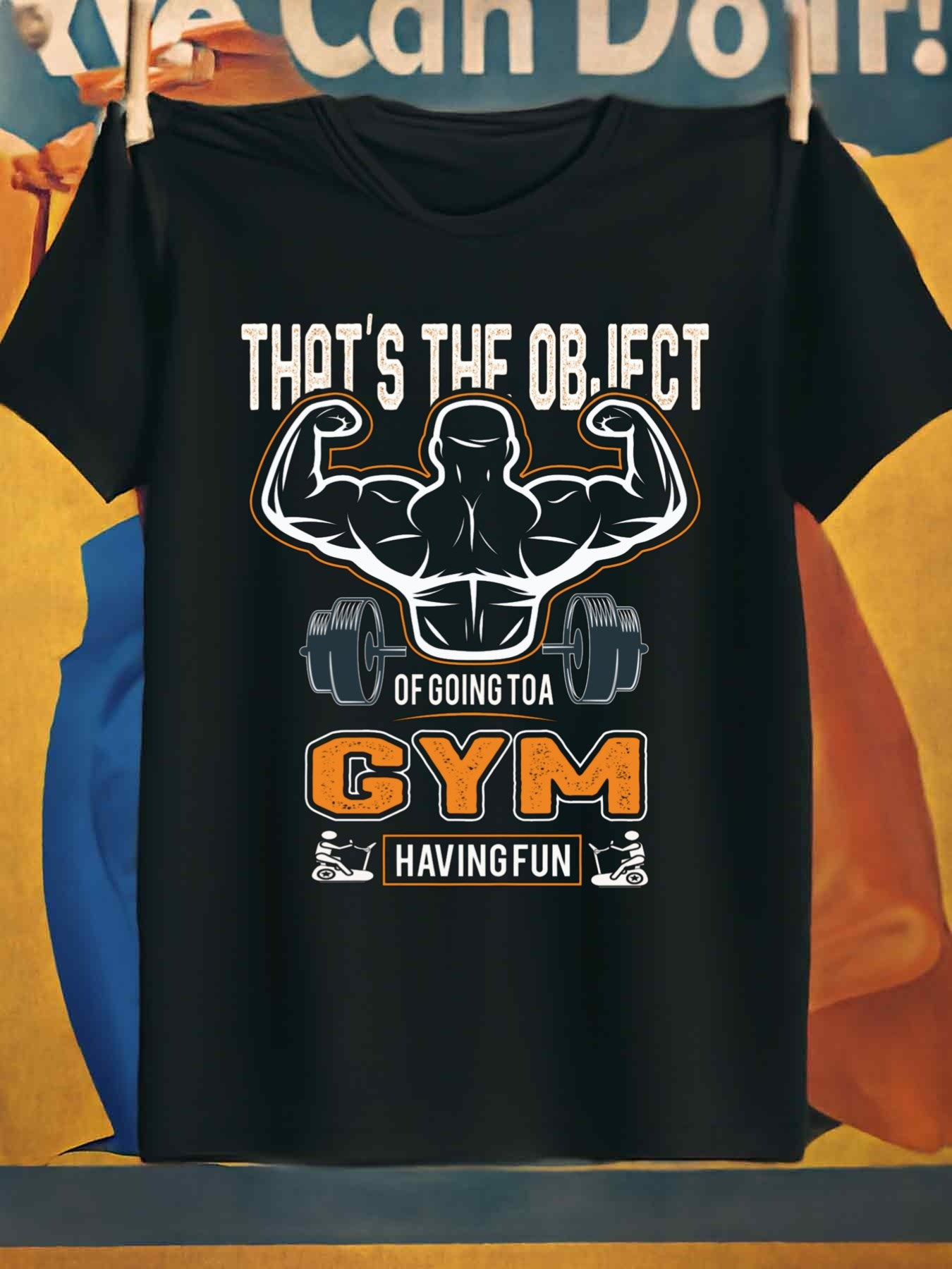 Men's Graphic T-Shirt Thats The Object Of Going To A Gym Having Fun With Muscular Man Dumbbells