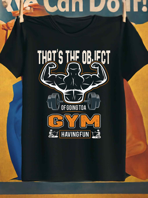 Men's Graphic T-Shirt Thats The Object Of Going To A Gym Having Fun With Muscular Man Dumbbells