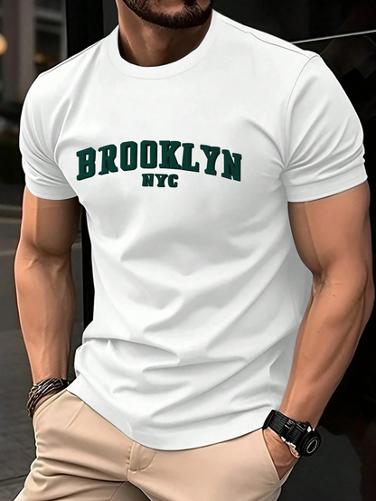 Men's Graphic T-Shirt Brooklyn NYC Bold Vintage Collegiate Print City Typography