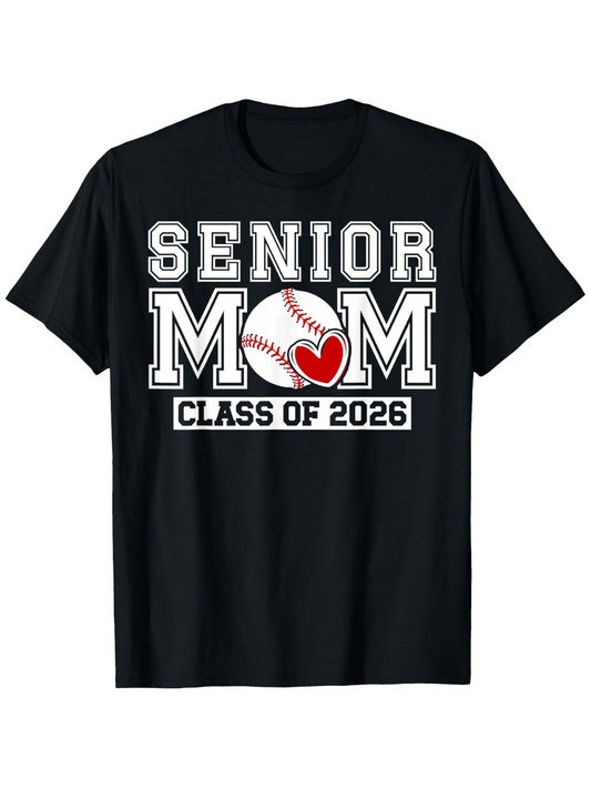 Men's Graphic T-Shirt Senior Mom With Baseball Heart Detail Among Bold Letters