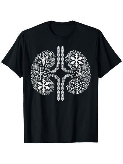 Men's Graphic T-Shirt Intricate Winter Pattern With Snowflakes Forming Anatomy Kidney