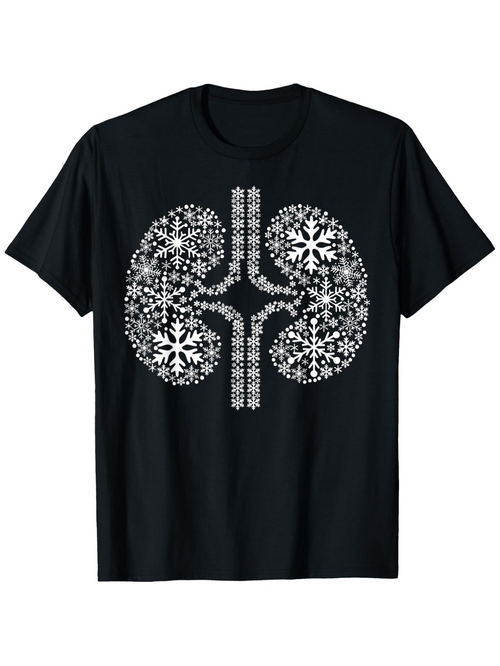 Men's Graphic T-Shirt Intricate Winter Pattern With Snowflakes Forming Anatomy Kidney