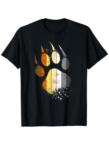 Men's Graphic T-Shirt Sunset Colors With Textured Stripes In Grizzly Bear Paw