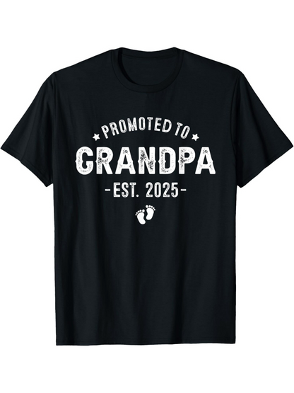 Men's Graphic T-Shirt Promoted To Grandpa Est 2025 With Little Baby Footprints Grandpa